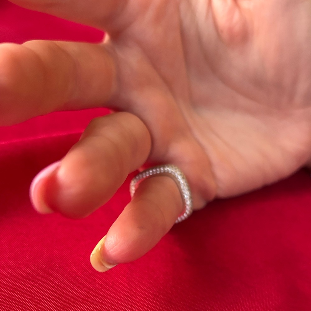 Pavé Square Band Ring in Silver - Picture 3 of 4